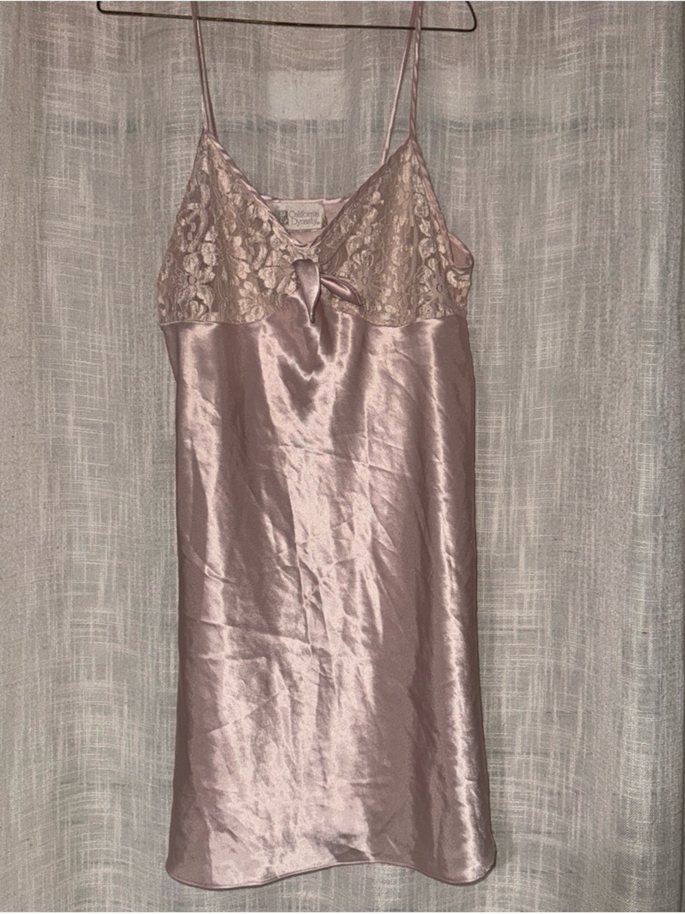 Satin Lace-Trim Slip Chemise in Blush Pink